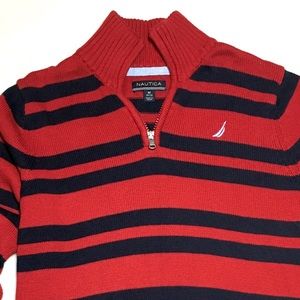 🐝  Nautica |  Red & Navy Striped Cotton Sweater